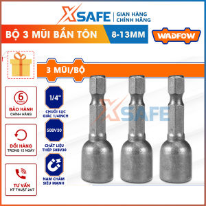 Bộ 3 mũi bắn tôn Wadfow 8-10-12-13mm Chui lục giác 1/4inch Chiều dài: 48mm Chất liệu: 40Cr Có từ tính mạnh chuyển dụng bắn tôn