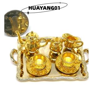 HUAYANG01 [2023 new HOT FASHION] 10 cái 1: 12 Dollhouse đồ nội thất thu nhỏ đồ ăn kim loại tách trà Tấm đặt