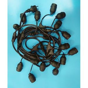 Dây đèn 10 mét 15 đui E27 kín nước trang trí ngoài trời (không kèm bóng)