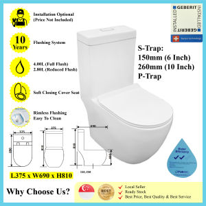 [✅SG PUB Approval & Authorized Seller] High Quality JW818R One Piece Toilet Bowl w Soft Close Cover *10 Years warranty on Mechanism* 150mm/250mm