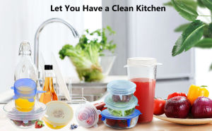 6pcs Silicone Stretch Lids Containers Food Storage Covers For Pot Can Bowl Mug BPA Free Food Cover Airtight Home2u