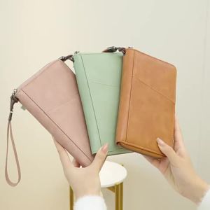 Cross-border new arrival RFID Long Passport Holder Air Ticket Organizer Document Bag Multifunctional Travel Zipper Passport Bag