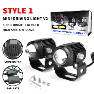 (2 Lampu+akelar)Lampu Led D2 Laser Kipas Premium Dc 12 Volt -80Volt  40 Watt Jauh 20 + Dekat 20 Putih Kuning Almunium