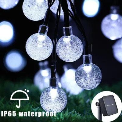 20/50/100 LED Garden LED Đèn dây năng lượng mặt trời Bong bóng quả cầu pha lê Quả cầu cổ tích Dây Đèn Led Chống Nước Bóng Đèn Tròn Cherry Ball Pha Lê Decor Trang Trí Phòng Ngủ Noel Lễ Tết