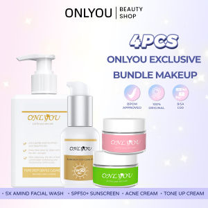 [BPOM] 5pcs/set  ONLYOU Paket Sunscreen SPF50+ PA+ & Amino Acid Pore Cleanser & Star Brightening Toning Cream & Pure Acne Repair Cream 【COD】