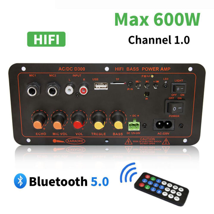 Bluetooth Audio Amplifier Board 600W 300W Subwoofer Dual Microphone AMP