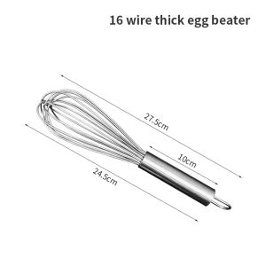 Stainless Steel Whisk 16 Wires Egg Beater Heavy Duty Whisk Kitchenware Kitchen Tool Cusine Utensil 10/12/14inch Baking T