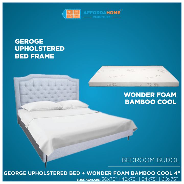 BUNDLE UPHOLSTERED BEDFRAME + 4" WONDER FOAM MATTRESS Lazada PH