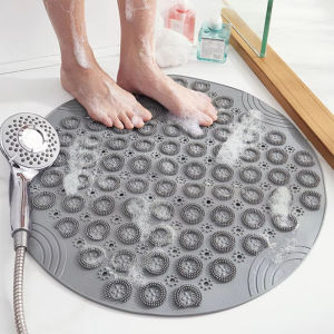 Hengfa Lina 1PC 55CM Round PVC Non-slip Bathroom Mat Soft Shower Bathroom Massage Mat Suction Cup Non-slip Bathtub Carpet Large Size