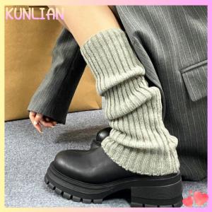 [KUNLIAN] Lolita Leg Warmers Women Long Socks Wool Knitted Foot Cover Arm Warmer Autumn Winter Crochet Heap Socks Boot Cuffs Stockings
