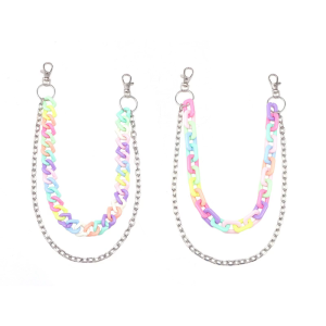 Fashionable High Street Double Layer Pants Chain Colorful Acrylic Waist Chain with Adjustable Length Women Accessories