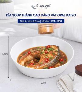 [HCM] Set 4 chén bát dáng vát chén ăn cơm thuỷ tinh trắng opal Kaiyo Chính Hãng