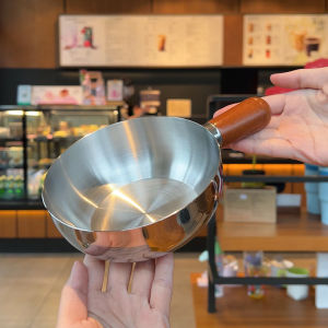 JY 加厚不锈钢小锅多功能烹饪酱汁料理碗防烫木柄小碗牛奶辅食小锅