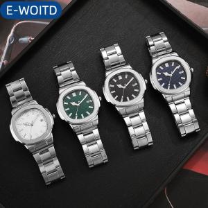 E-WOITD Thời Trang Người Đàn Ông Kinh Doanh Đồng Hồ Sang Trọng Của Người Đàn Ông Thạch Anh Đồng Hồ Đeo Tay Thép Không Gỉ Ngày Người Đàn Ông Đồng Hồ Vuông Kinh Doanh Đồng Hồ Cho Nam Giới Quà Tặng