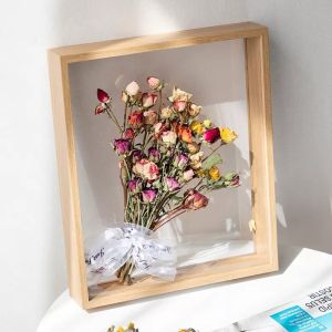 1 PCS Wooden Hollow Dried Flower Plant Photo Frame DIY Double-sided Transparent Acrylic Picture Frame Floral Specimen Frame