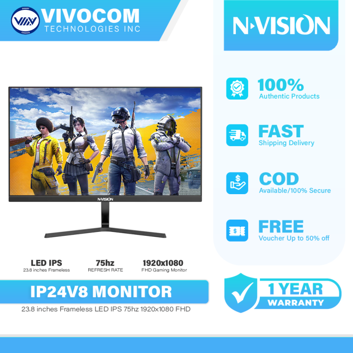 Nvision IP24V3 23.8 inches Frameless LED IPS 75hz 1920x1080 FHD Gaming ...