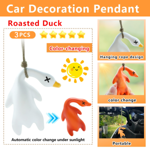 Color Change Roast Duck Car Pendant Swing Duck Car Hanging Ornament For Car Interior Funny Cute Decoration 变色烤鸭挂件
