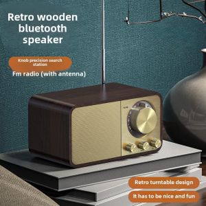 Wooden Bluetooth-Compatible 5.0 Speaker Retro Classic Soundbox Stereo Surround Super Bass Subwoofer AUX FM Radio For Computer PC