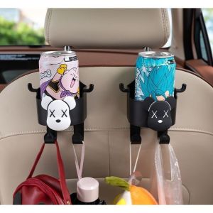 Multifunctional Hook for Car Seat BackCar Seat Headrest Cup Holder with HooksUniversal Car Storage Organizer Holder Hook for Purses and BagsPhone HolderHandbag ClothesKeyUmbrella3 in 1 Car Hook & Backseat Cup Holder Car Interior Assecories 汽车卡通挂钩