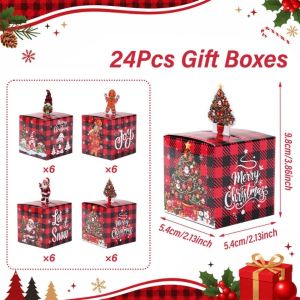 MUNCHX 24-Pack 3D Hộp quà tặng Giáng sinh Đồ trang trí bàn Giấy Hộp Kẹo Giáng Sinh Trang trí Hộp quà tặng ngày lễ dành cho Lễ Kỷ Niệm Ngày Lễ