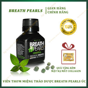 Viên Uống Thơm Miệng Thảo Dược Breath pearls Úc Hộp 50 Viên - Hết Hôi Miệng Cho Người Lớn Phụ Nữ Và Bé Trên 6 Tuổi