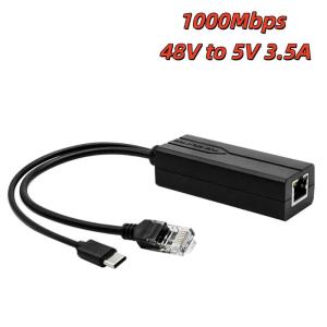 YAFEN 1Pcs 48V To 5V Micro USB Type-C POE Splitter 100 1000Mbps Gigabit POE Camera Injector Power Supply For Huawei Hikvision