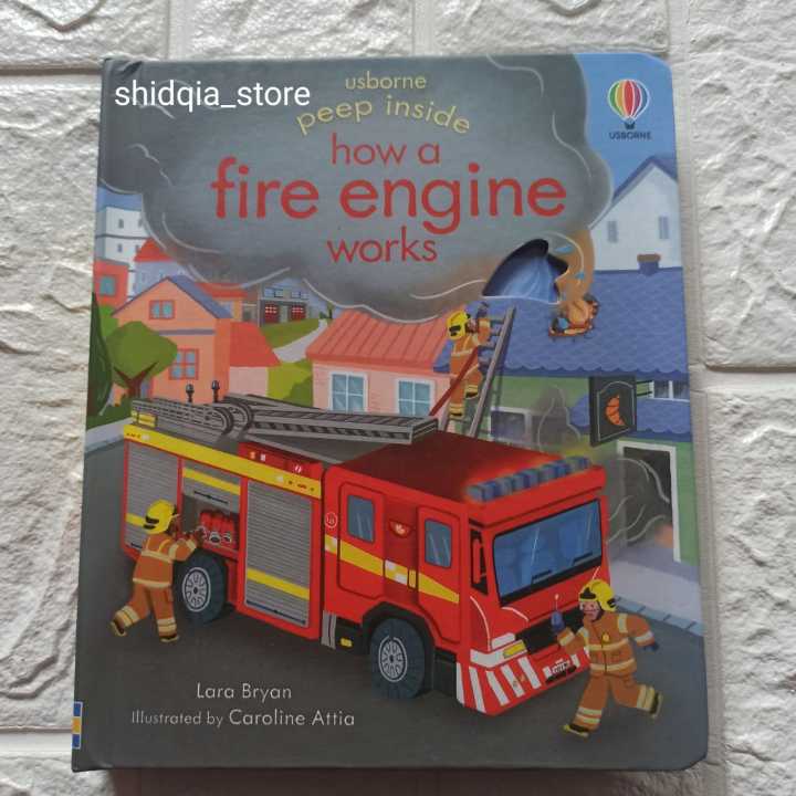 Usborne Peep Inside how a fire engine works Buku Edukasi anak Buku ...