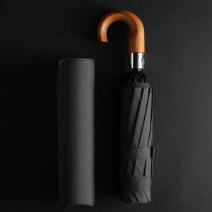 Luxury Reverse Umbrella for Men Wooden Handle Large Umbrella Windproof Strong 10 Ribs Foldable Big Rain Umbrella Golf