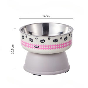 Stainless Steel Elevated Pet Bowl Large Capacity Non Slip Neck Protector Removable Feeder Dish Cats Dogs Makanan Kucing