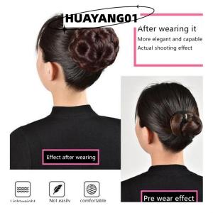HUAYANG01 [2023 new HOT FASHION] Tổng hợp tóc Bun chín hoa nụ Tóc Giả Túi tóc clip cho phụ nữ ponytail Claw Clip sống động như thật hairpiece công cụ tạo kiểu