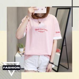 QJshop เสื้อยืดแฟชั่นคอกลม ตรงคอเสื้อกับแขนเสื้อ สลับตัดสีกับตัวเสื้อ ดูดีมีมิติ นำเทรนด์ไม่ตกยุค