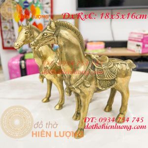 Đôi ngựa thờ bằng đồng (DxRxC 16x6x15 5cm nặng 11kg) (bán theo đôi)