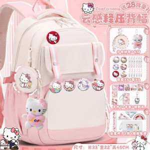 กระเป๋าโรงเรียน Hello สำหรับเด็กผู้หญิง กระเป๋าเป้ขนาดใหญ่ น้ำหนักเบา กระเป๋าเป้สำหรับนักเรียน