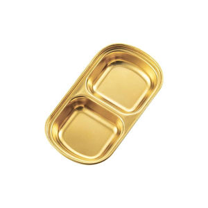 Piring Sambal Korea 2-3 Slot/Tempat Sambal Gold/Sauce Dish/Korean BBQ Piring Saus Bumbu