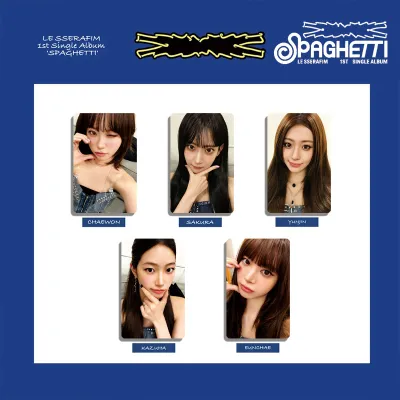 HZ 5PCS/Set LE SSERAFIM LOMO Card Single Album SPAGHETTI Postcards Collection KIM CHAEWON Peripheral ZH