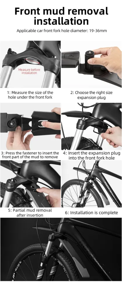 【Local Delivery】ROCKBROS PP Bike fender lengthened widened Big Size one  pair Fenders Front and Rear Mountain Bike Mudguard adjustable Dirt mud  splash