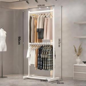 Goldstar Stainless steel drying rack home balcony  thickened double pole floor standing clothes drying pole coat and hat rack