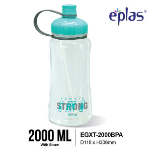 EPLAS HEAVY DUTY 1.5/2L Big Water Bottle With Straw & Strip Water Tumbler Botol Air EGXT-1500BPA EGXT-2000BPA