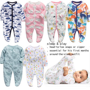 เสื้อรอมเปอร์ทารกทารกแรกเกิดชุดนอนเด็กทารกเสื้อผ้าเด็กฝ้ายนอนหลับนอนหลับและเล่น0-12M