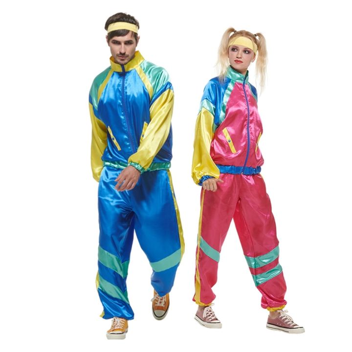 X-Q3-5 Mens 80s 90s Sweat Tracksuit Costume Shell Suit Retro Outfit