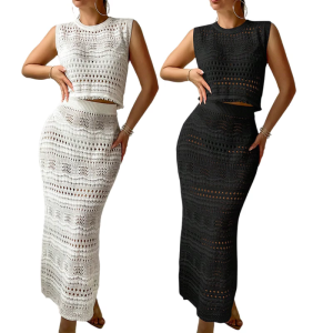 Womens Crochet coverup thiết lập đồ bơi chạm khoét váy đi bơi coverups áo tắm bao gồm cơ thể bảo vệ beachwear Áo sơ mi