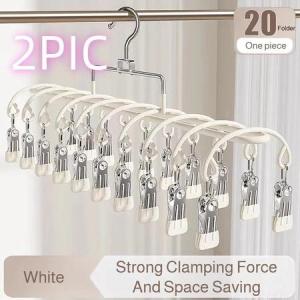20 Clips Stainless Steel Sock Hanger Multi-Functional Laundry Drying Rack for Shoes Socks Und COD