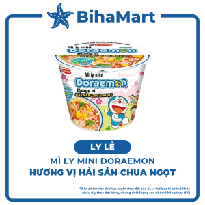 [LY LẺ] - ACECOOK - Mì ly mini Doraemon hương vị Hải Sản Chua Ngọt (53g/ly) - Mì ly trẻ em - Mì Doremon bổ sung canxi