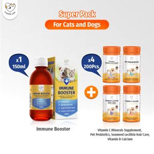Cassiel Pet Immunol Vitamins Liquid For Antivirus Infection Immune System Booster For Dogs & Cats