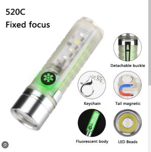 Senter LED Mini EDC Magnetic Flashlight Rechargeable IPX4 520C