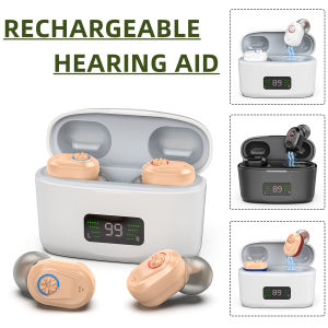 Wireless Rechargeable Hearing Aids with LED Power Capacity Display Invisible Mini Sound Amplifier for Children Adults Elderly