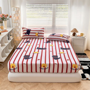 SUNLIGHT HOME Printed Bedsheet With Free PillowcasesMulti-pattern Bed Sheet Set(5cm-25cm)Breathable Mattress Cover