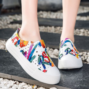 Korean Women Fashionable High-heeled Shoes Slip-On Waterproof Lightweight Comfortable Footwear