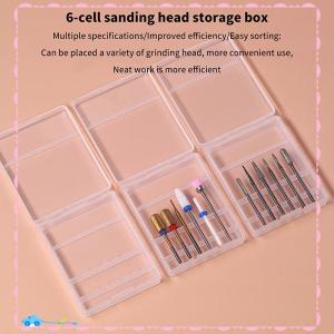 🔥【Flash Sale】🔥 Square Nail Art Drill Bit Storage Box 6 Holes Clear Grinding Head Holder Display Drill Bits Manicure Organizer Dust Proof Box
