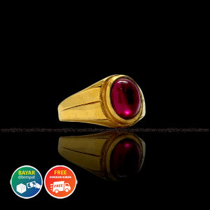 [Bayar di Tempat] Cincin Pria Batu Ruby Siam Bangkok Ring Titanium Anti Karat